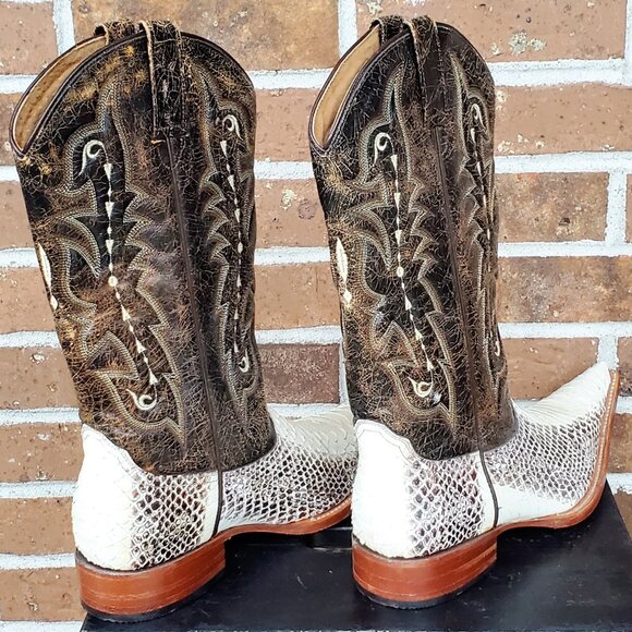 (SOLD on EBay) FORASTERO Men's Leather, Python Skin, Western Boots-Brn&Wht-Sz:8W - Picture 4 of 14